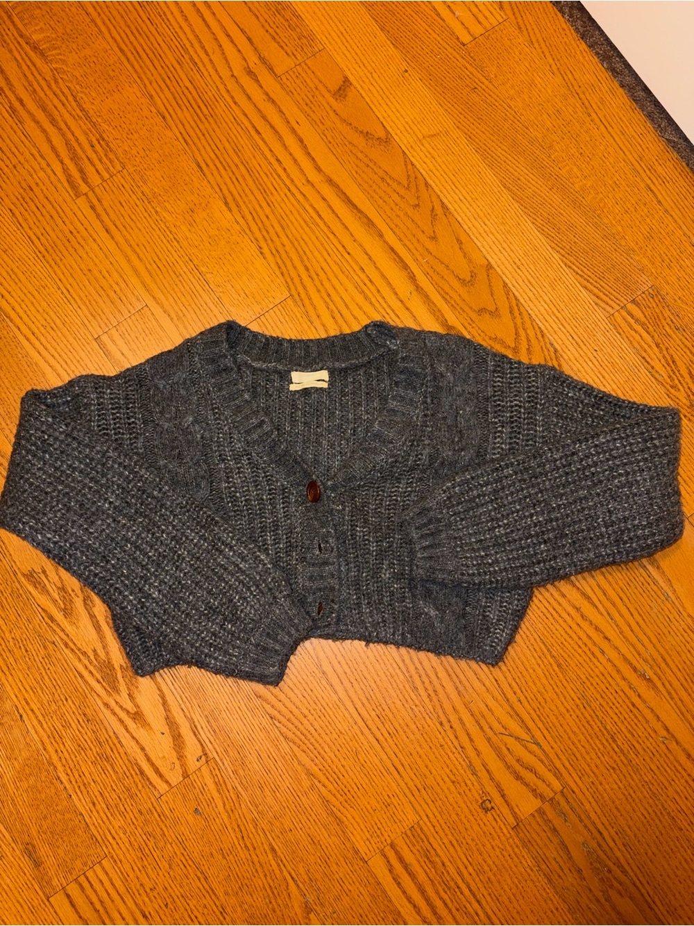 Urban Outfitters Dark Gray Cropped Knit Cardigan